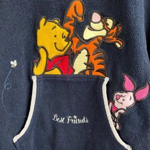 Pooh 100 Acre Collection Navy Blue Pullover Fleece Hoodie Adult XL.